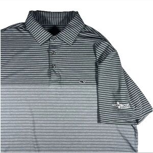 Vineyard Vines Men’s Performance Golf Polo Large Gray Striped CJ Cup Summit 2021
